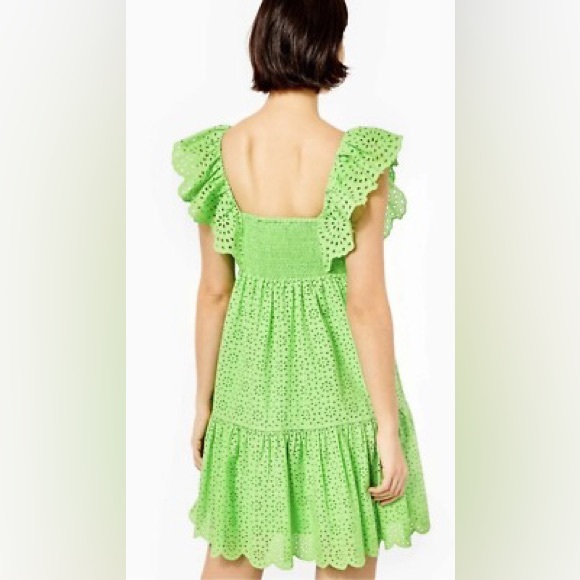 Lilly Pulitzer Asteria Cabana Green Daisy Dreams Eyelet Swing Dress (120) - Picture 5 of 7